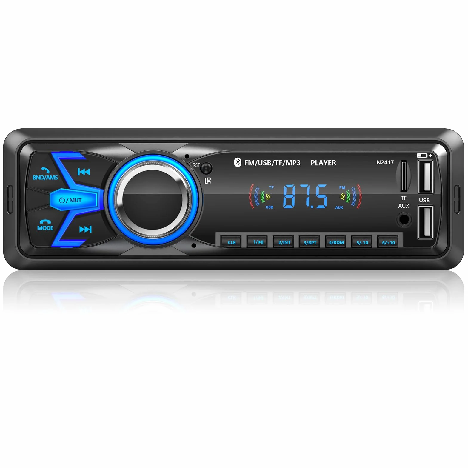 Autoradio Bluetooth,Wistrue Stereo Auto Bluetooth Autoradio 1 DIN FM Radio Auto Lettore MP3 Supporta 2 USB/Ricarica rapida/SD/AUX/Telecomando/supporto iOS/Android