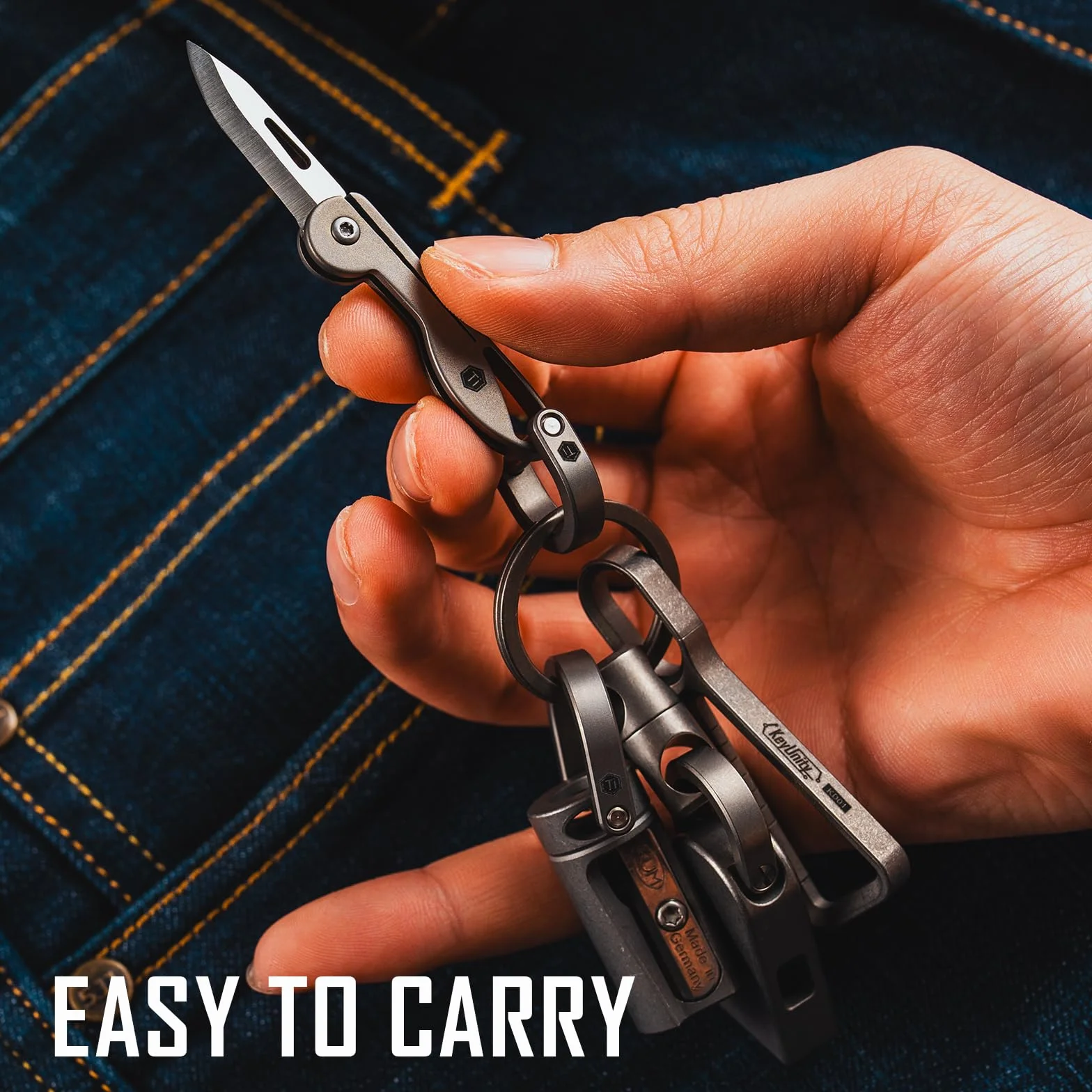 KeyUnity KK05 Mini coltello tascabile in titanio - Lama pieghevole affilata EDC