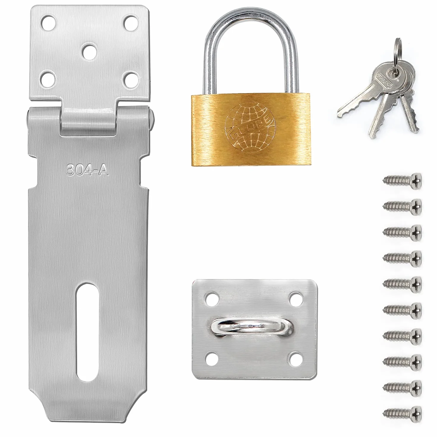 Lucchetto Hasp Acciaio Inox 304 4 Pollici Heavy Duty Serratura 50mm per Porte Armadi Garage