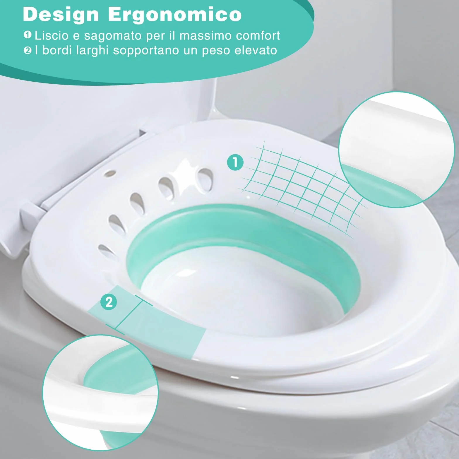 Bidet Portatile per WC per Emorroidi Vasca da Bagno Pieghevole Sedile Donne Incinte Anziani Verde