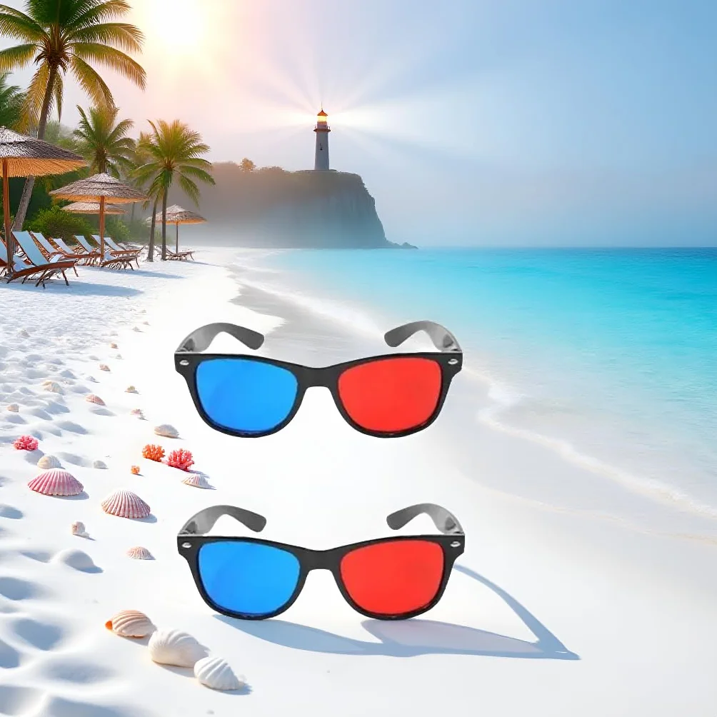 2 occhiali 3D universali rossi e blu per TV cinematografici, 3D, occhiali 3D, per videogiochi, per film 3D, occhiali 3D, design semplice e leggero, accessori per occhiali 3D