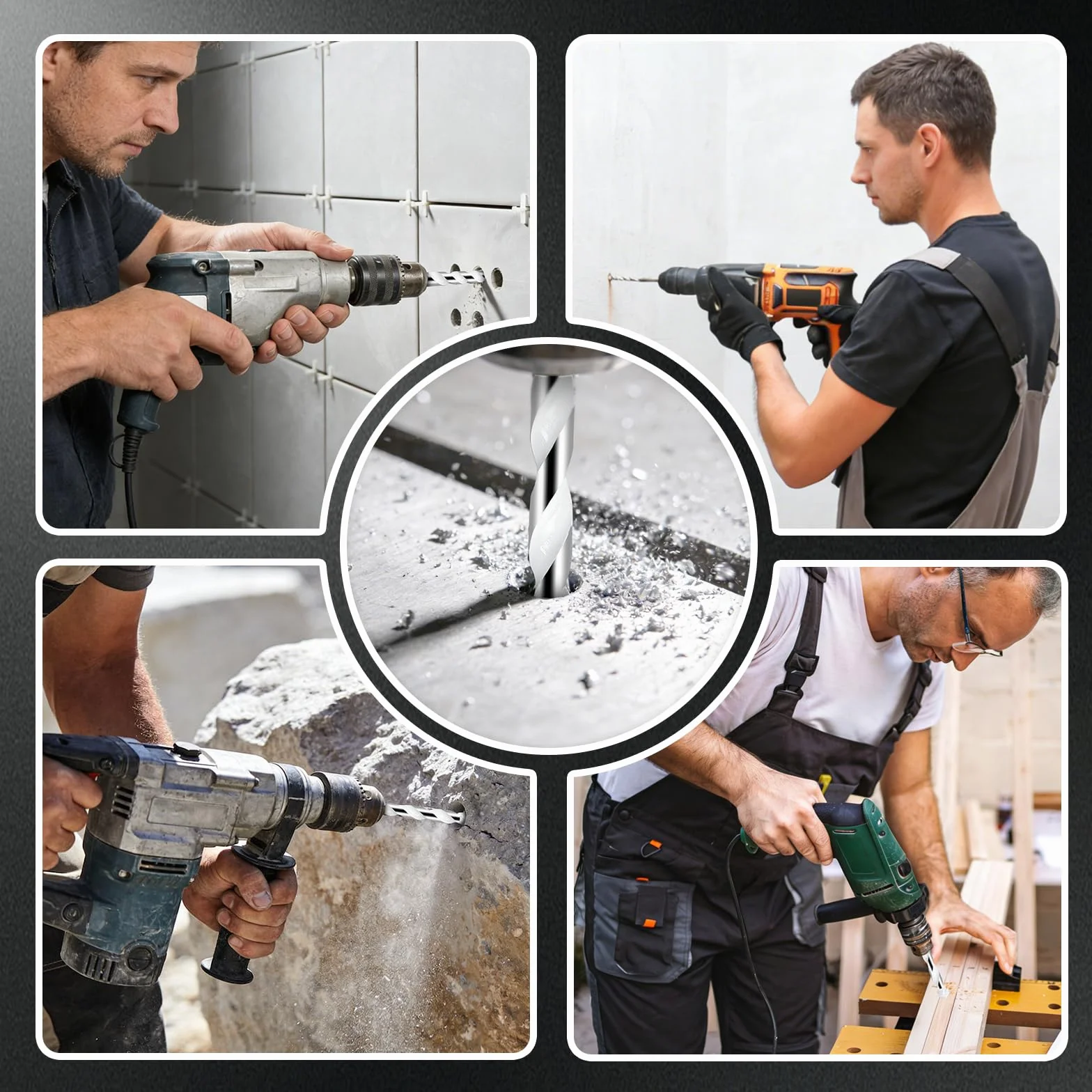 Greywolf Set punte per calcestruzzo 4-12 mm 7 pezzi metallo duro esagonali