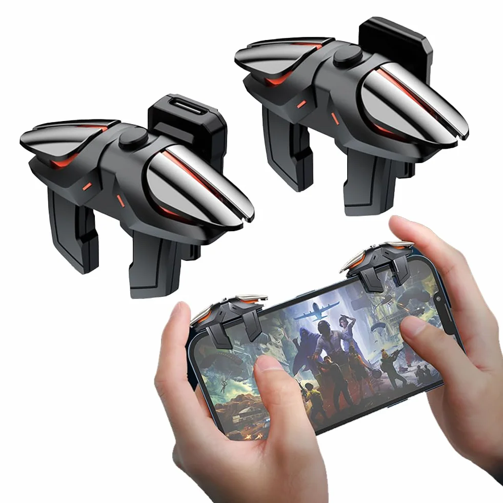 Trigger Mobile Controller per Telefono, Joystick Grilletti L1R1 L2R2 Rapid-Fire Tiro Veloce 5 Livelli per PUBG COD Cellulare Android e iOS Gioco Mobili