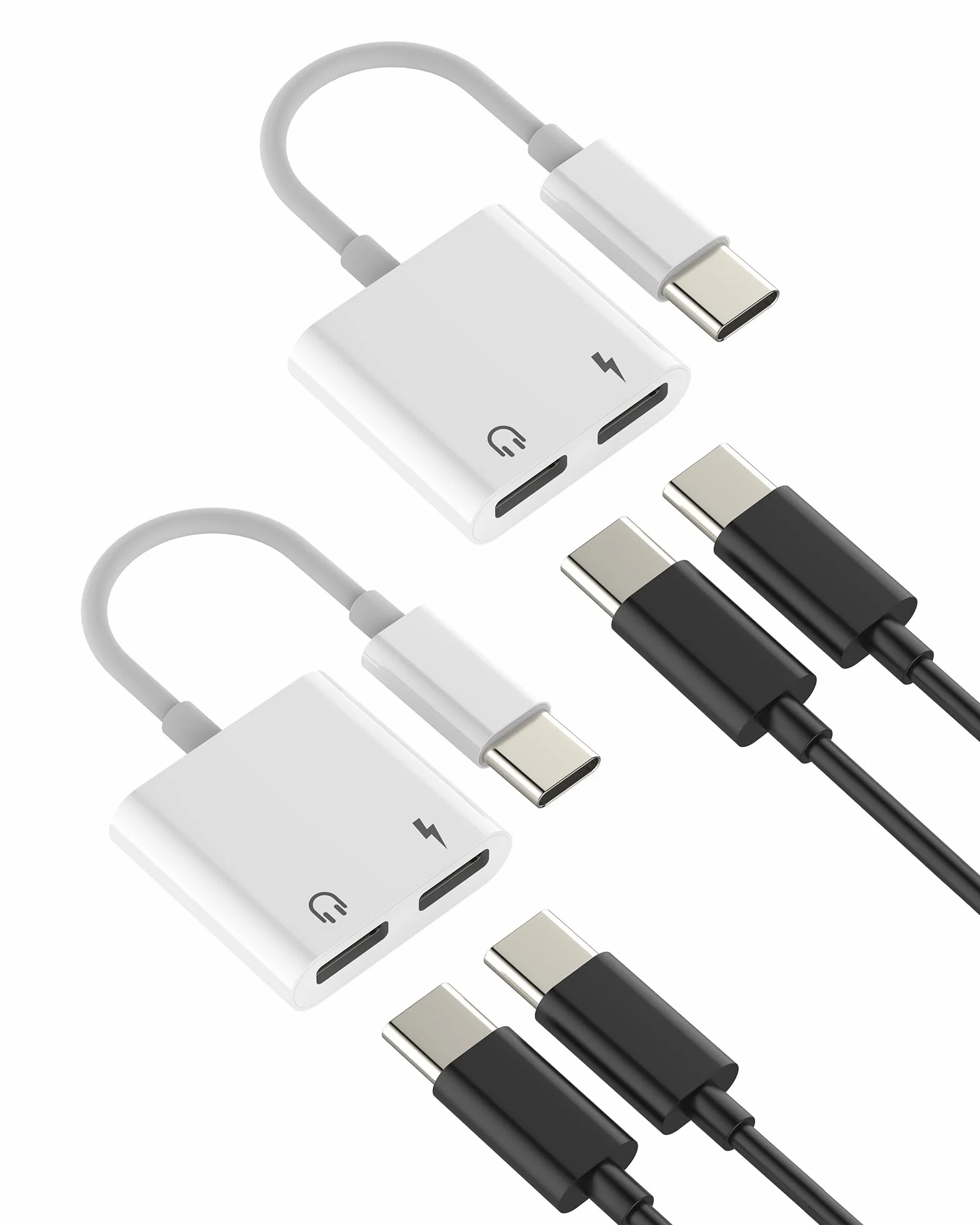 Adattatore Doppio USB C Cuffie Jack(2pack)per iPhone 16 15 Pro Max Tipo C Cavo Aux Audio Ricarica Splitter compatibile per Samsung S25 per Apple Type C Auricolari Caricatore Adapter per iPad Accessori
