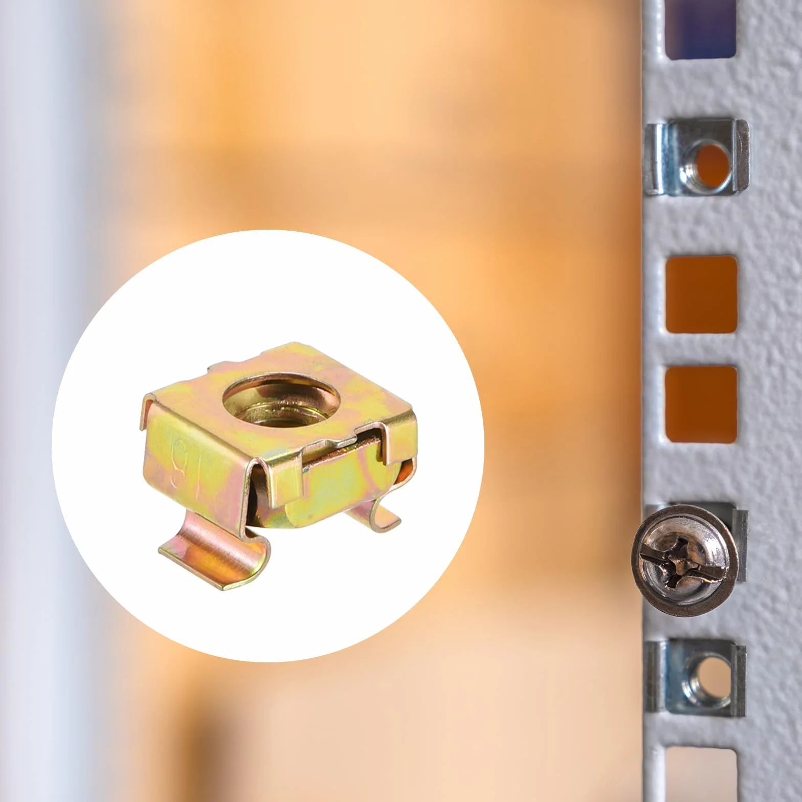 Dadi a Gabbia M6 per Armadi Rack Server, Acciaio Carbonio Zincato Giallo, 50pz