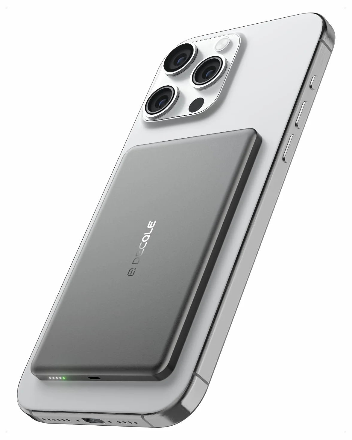 “Air” Powerbank per MagSafe, 5000mAh Ultra Sottile Batteria Integrata Caricatore Portatile Wireless con Cavo USB-C, Solo per iPhone serie 17/16/15/14/13/12 (Grigio)