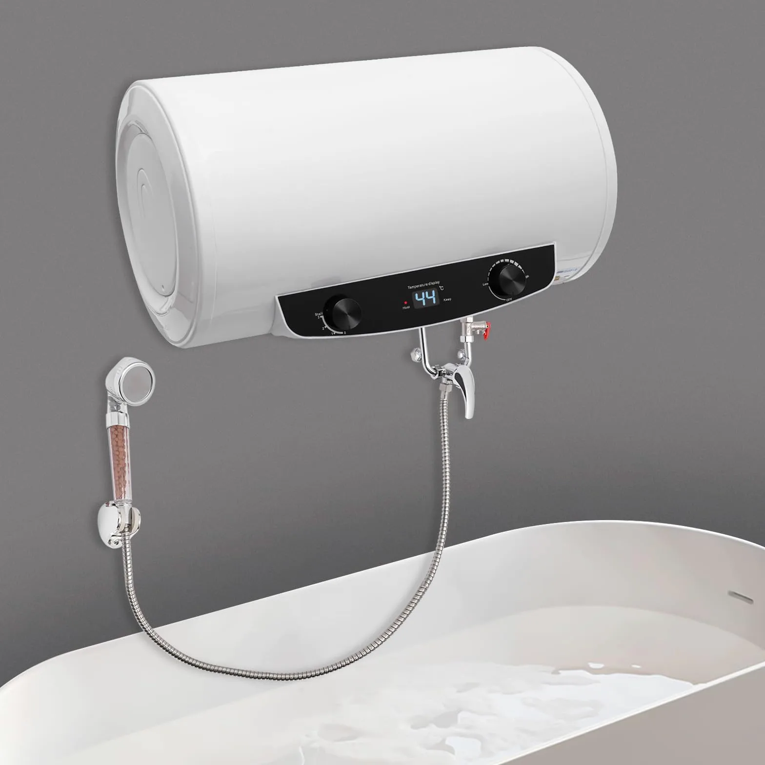 Scaldabagno elettrico da 50 l, 2000 W, 220 V, scaldabagno, 25 – 75 °C, montaggio a parete, scaldabagno per cucina, WC [classe energetica A]