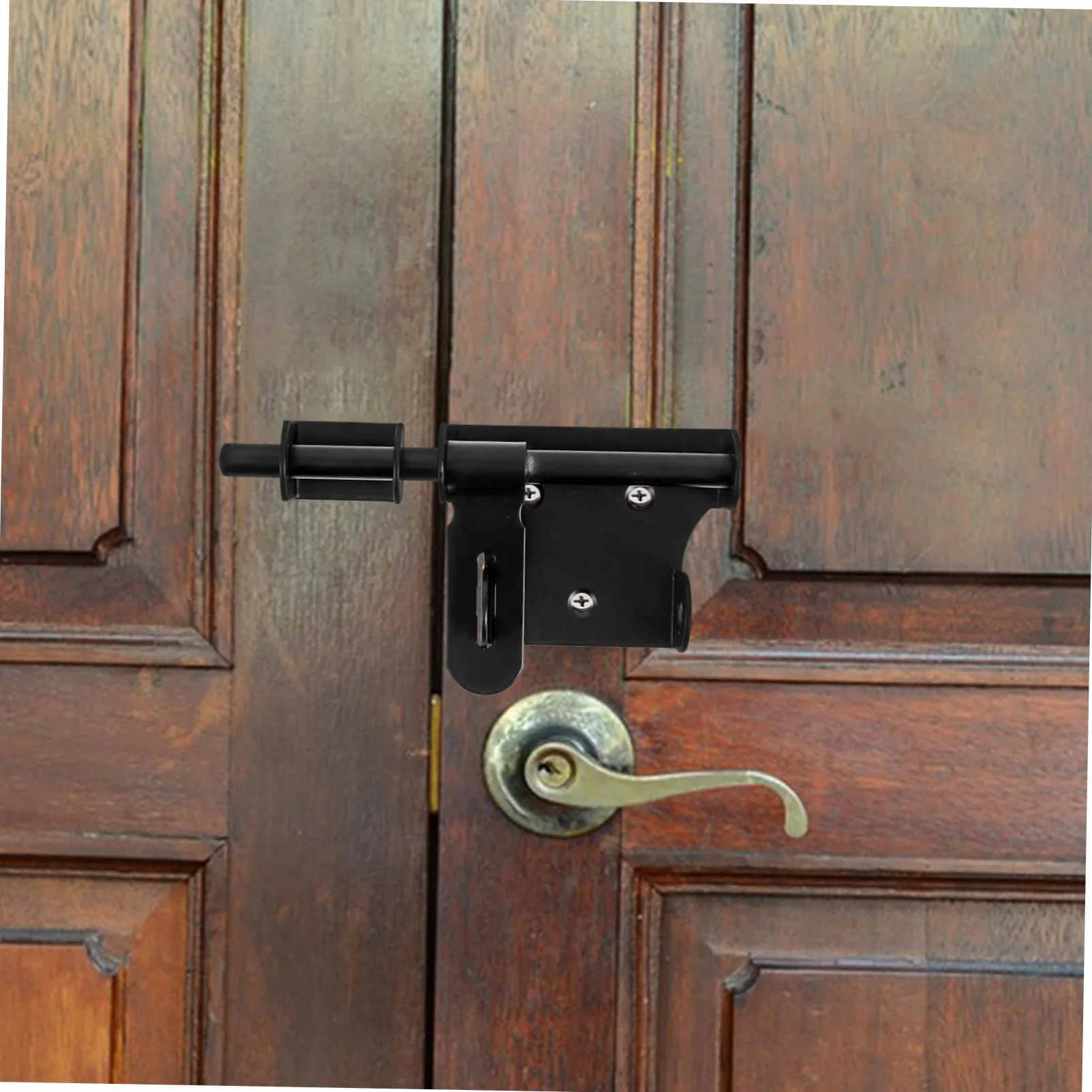 TOPBATHY 5 Pezzi Chiusura a vista del bullone della porta cancello inossidabile cromo con serratura porta lucchetto porta serratura di sicurezza per porta scorrevole fermo della porta Black