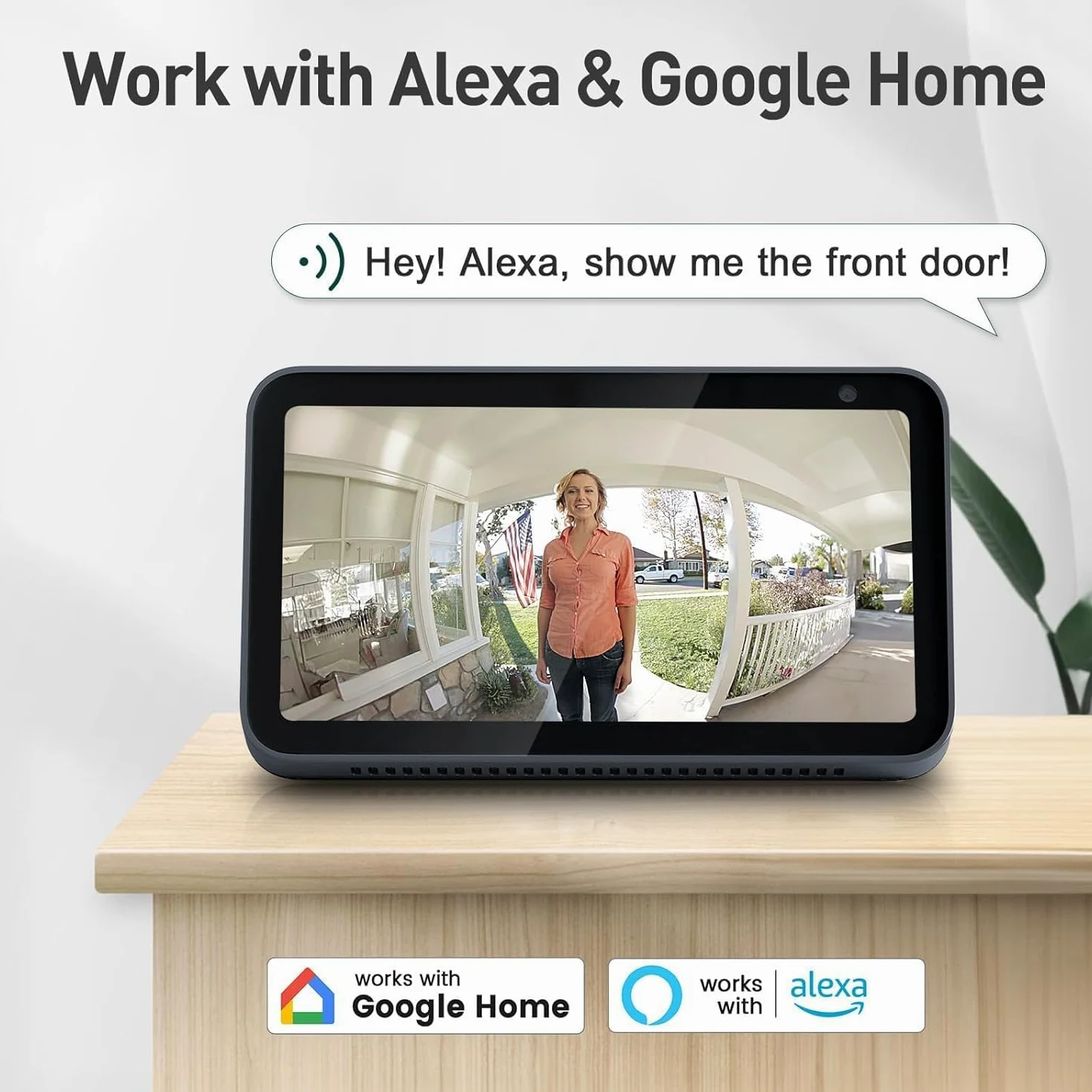 Videocitofono wireless senza abbonamento, videocamera di sicurezza HD 2K wireless locale/cloud con staffa multi-angolo, Wi-Fi 2,4 GHz, funziona con Alexa e Google Home