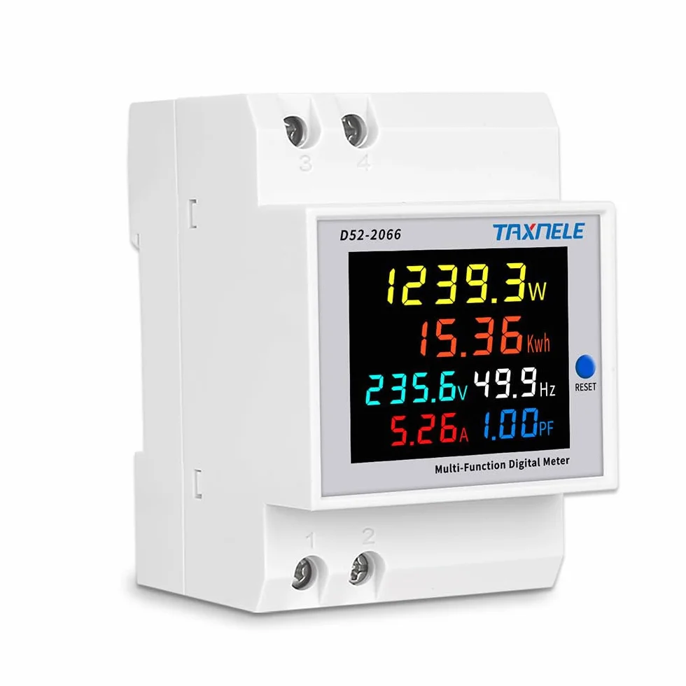 Misuratore di energia monofase Tester Monitor di utilizzo dell'elettricità 6 in 1 Multimetro AC 40-300V 100A Voltmetro Amperometro Watt Kwh Frequenza Misuratore di potenza 230V (TA incorporato)