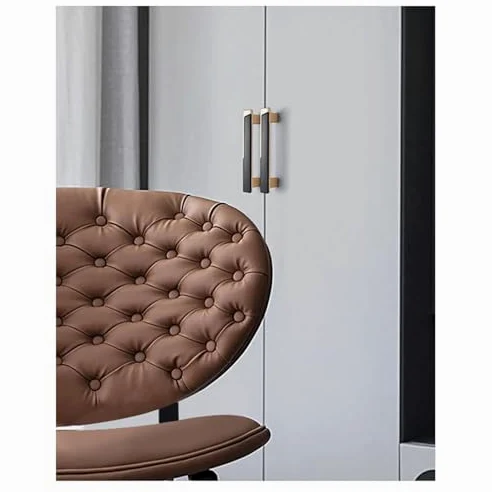 Confezione da 2 maniglie moderne in lega di zinco, eleganti maniglie per cassetti per cucina, bagno, armadio, cassettiera, hardware (nero, foro singolo)