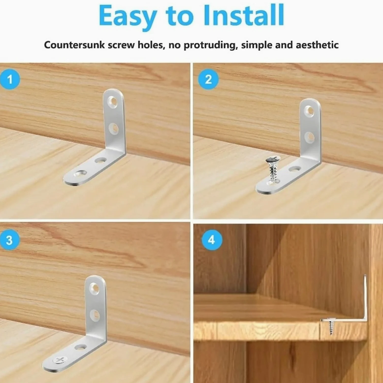 Staffe A L In Acciaio Inossidabile Da 10 Pezzi - Staffa Angolare Ad Angolo Retto for Scaffali, Mobili In Legno, Sedia, Cassetto Con Viti