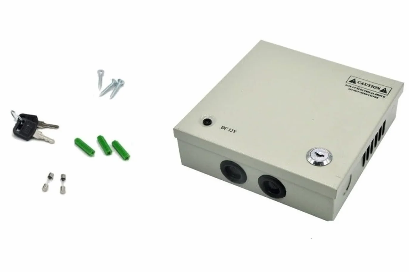 Alimentatore stabilizzato 12V 10A 4 uscite canali box quadro telecamere E-T152
