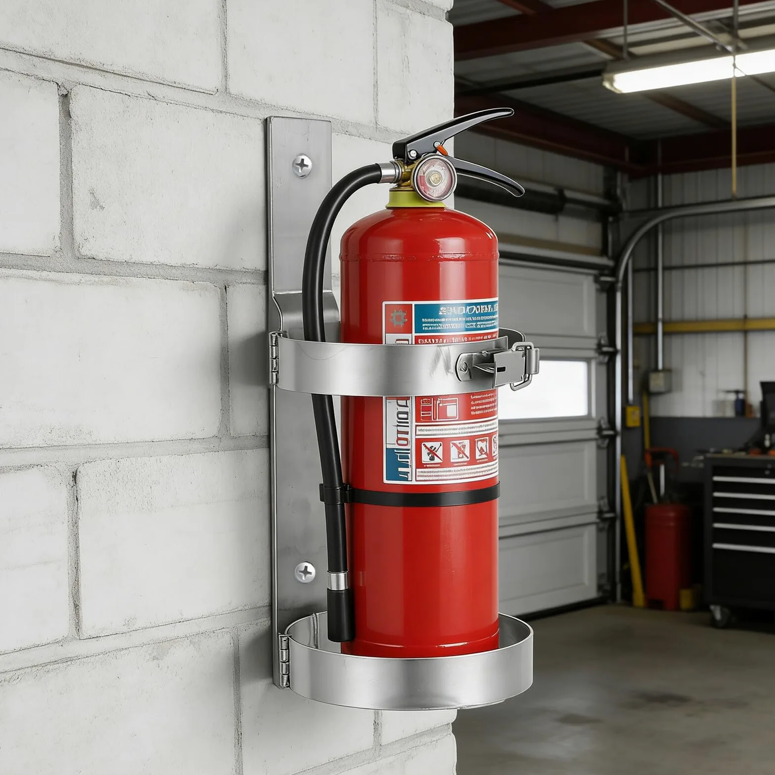 Supporto per Estintore 2 Kg in Acciaio Inox Sgancio Rapido, Staffa da Parete Resistente per Auto, Casa, Camper e Camion, Porta Estintore Compatto per Sicurezza Antincendio