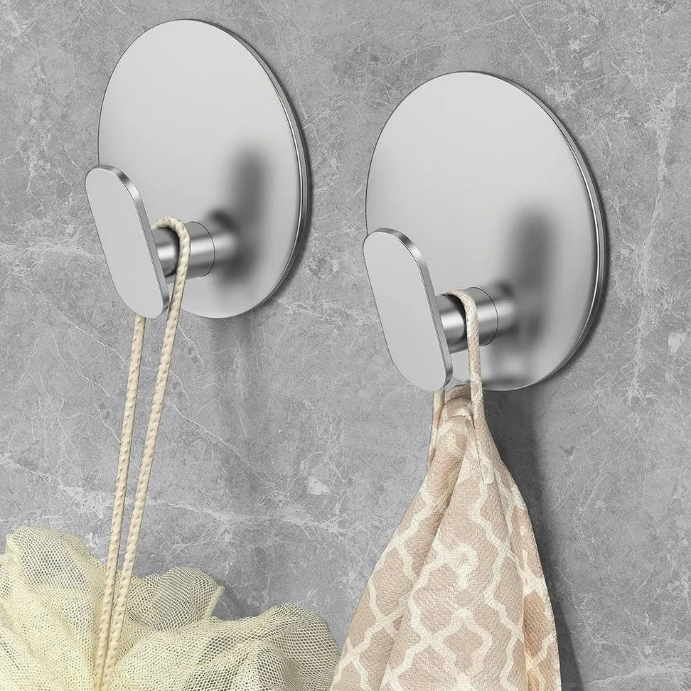 Gancio adesivo in acciaio inossidabile per porta a muro, chiave, appendiabiti, gancio per bagno, accappatoio, porta asciugamani, organizer per mensola, attrezzatura da cucina, nero, 4 pezzi, 1