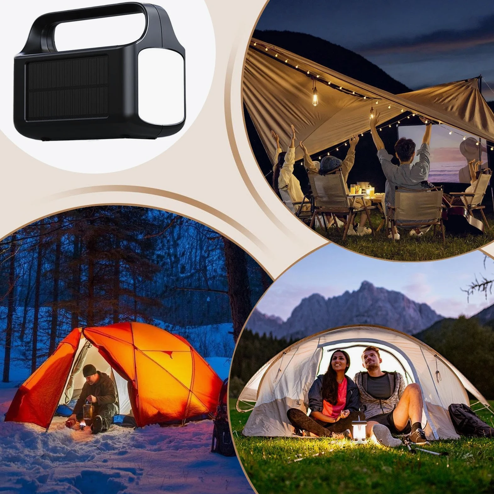 Generico Torcia da Campeggio Power Bank Portatile con Batteria Integrata | Lampada da Campeggio LED per Emergenza per Viaggi Escursionismo Arrampicata Avventura Tempesta Uomo Donna