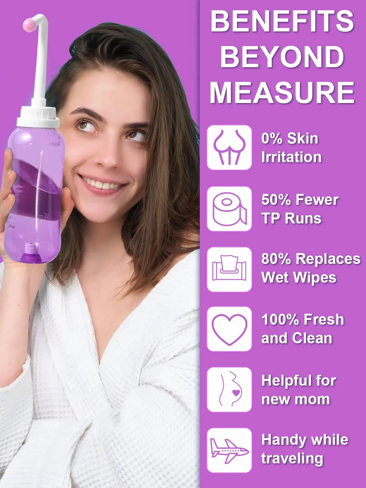 Bidet portatile 500 ml 2 ugelli Po doccia (Viola)