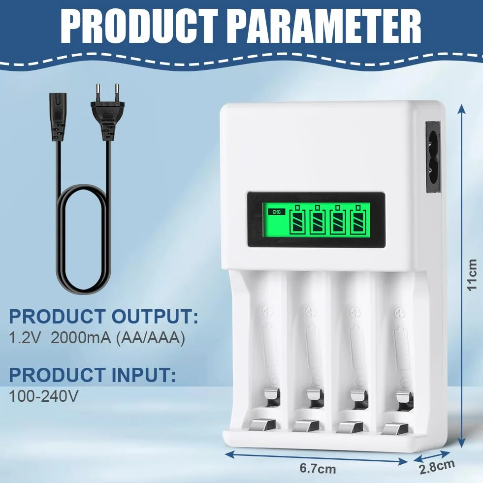 AXFEE Caricabatterie per Pile Ricaricabili, AA AAA Batterie Caricabatteria, Schermo LCD può visualizzare la capacità, adatto per batteria al litio da batteria Ni-Mh/Ni-Cd1,2 V