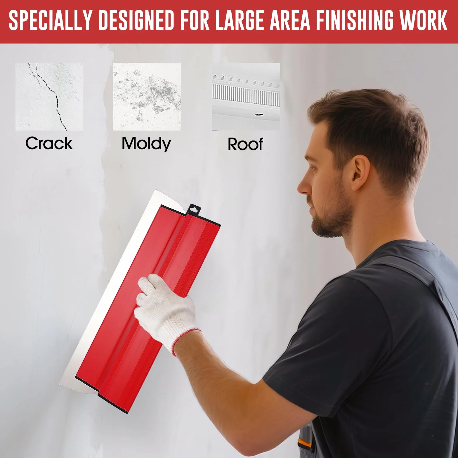 Spatole per Stucco,Spatola per Stucco con Impugnatura a Z,Cazzuola Muratore Frattazzo per Rasatura,Incl Spatola Multiuso,2 Spugne Abrasive,Attrezzi per Cartongesso e Rasatura