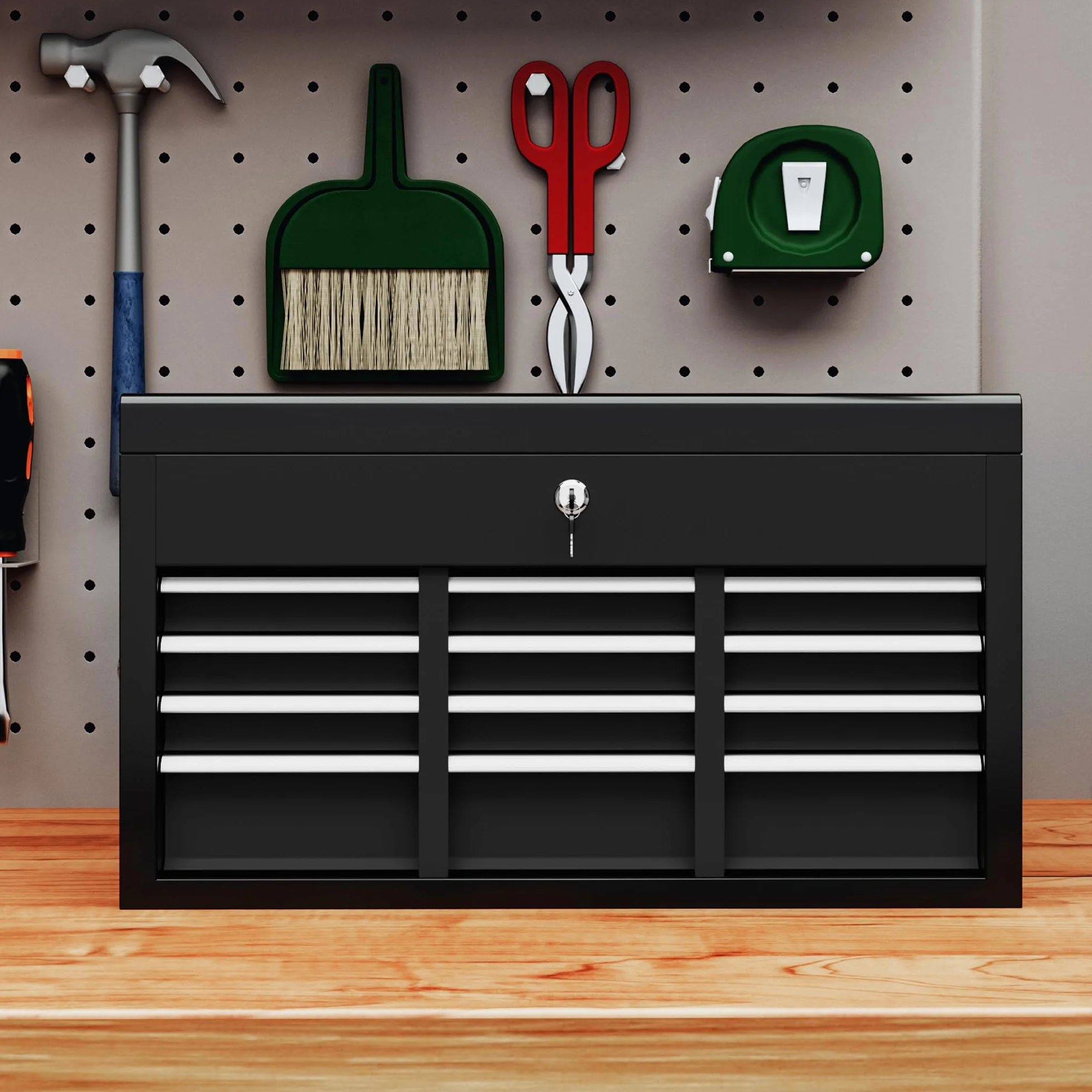 HOMCOM Cassetta Porta Attrezzi 6 Cassetti con Serratura, Acciaio Guide Sfera, 60x26x34 cm, Nero