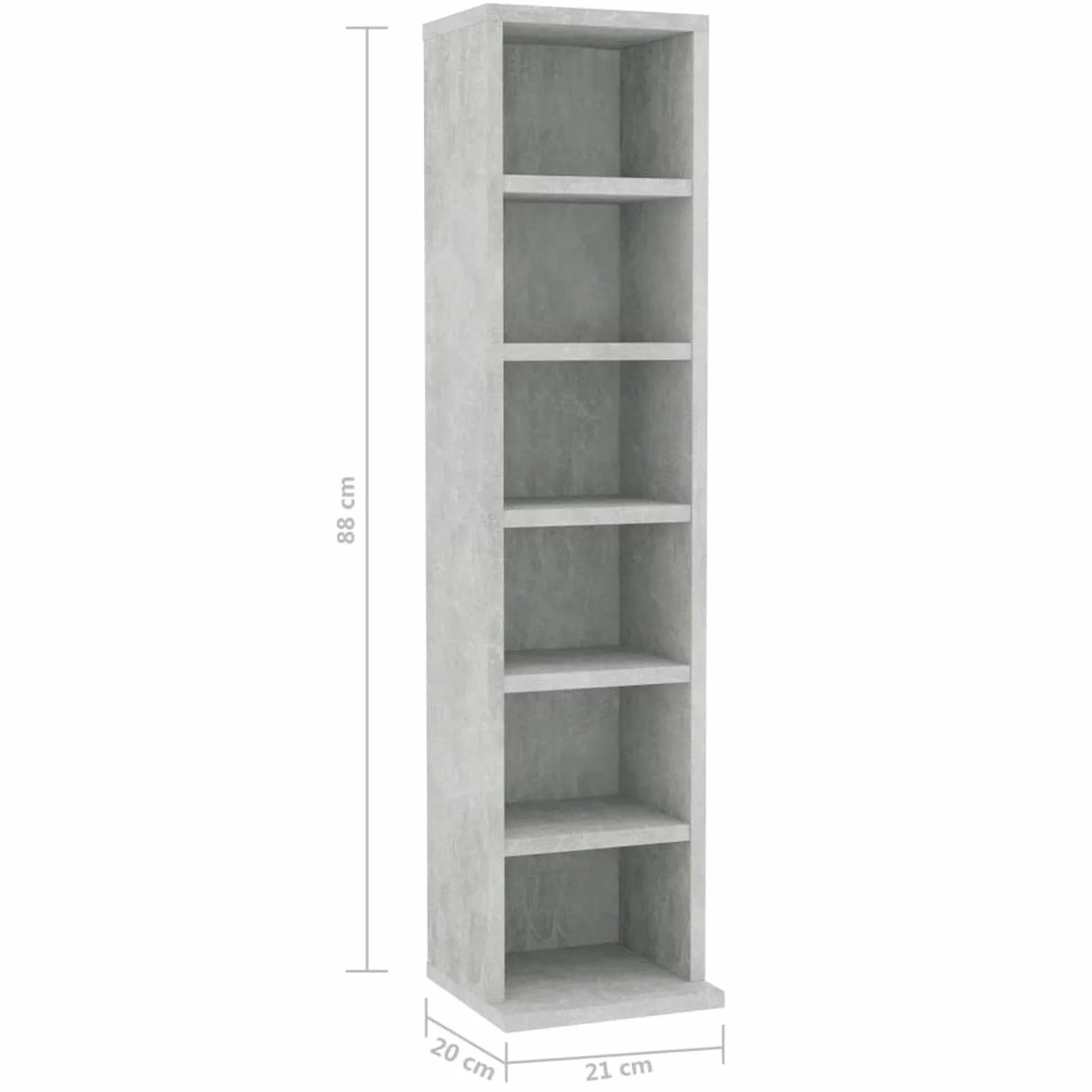 LAPOOH Mobile Porta CD Grigio Cemento 21x20x88 cm in Legno Multistrato,Mobile Porta CD,Porta cd,Scaffalatura per CD(SPU:800355)