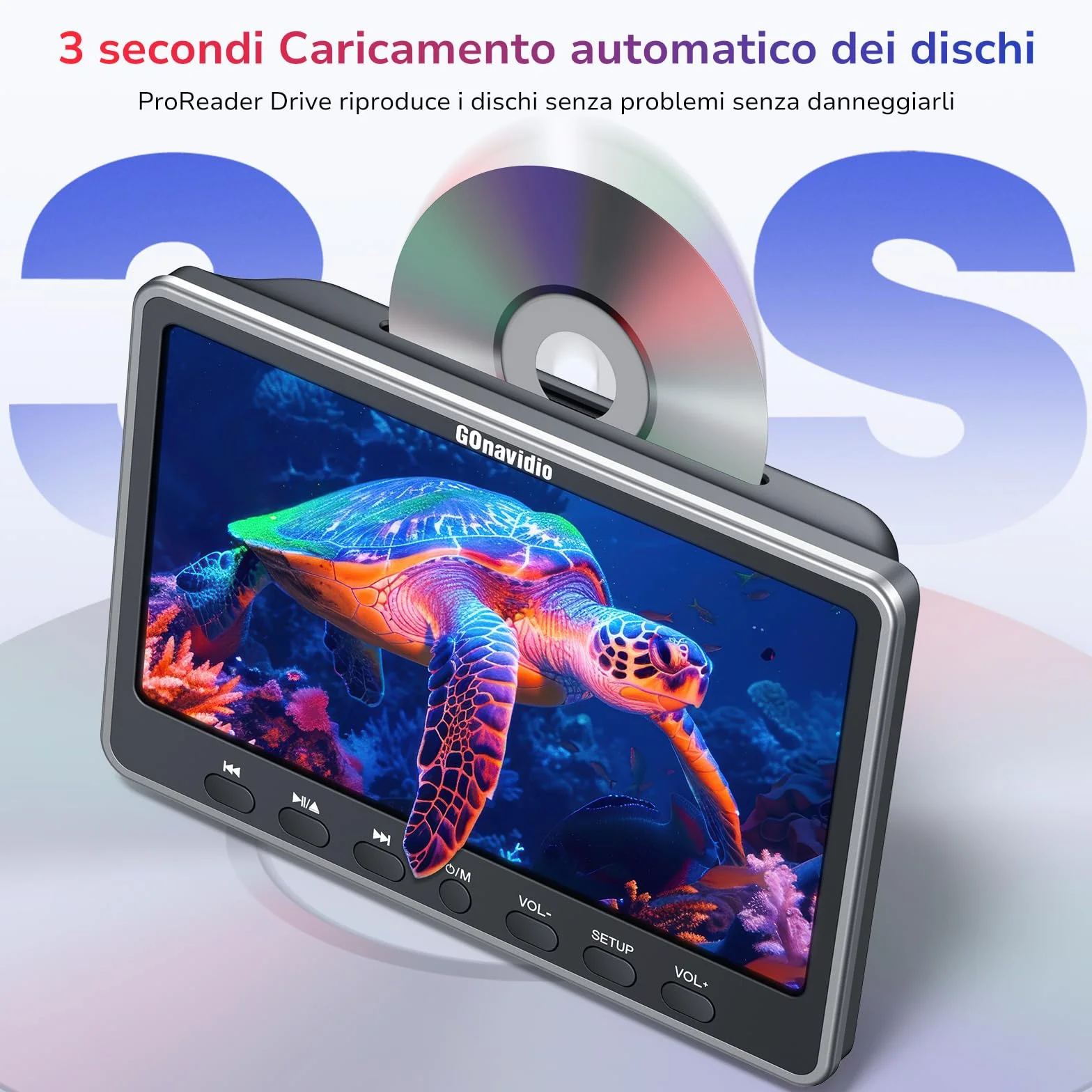 GOnavidio 12'' Lettore DVD per Poggiatesta da con Ingresso HDMI, Lettore DVD per Auto con Supporto per Cuffie Gratuito Scheda USB/SD, Regione Libera (Nessuna Batteria)