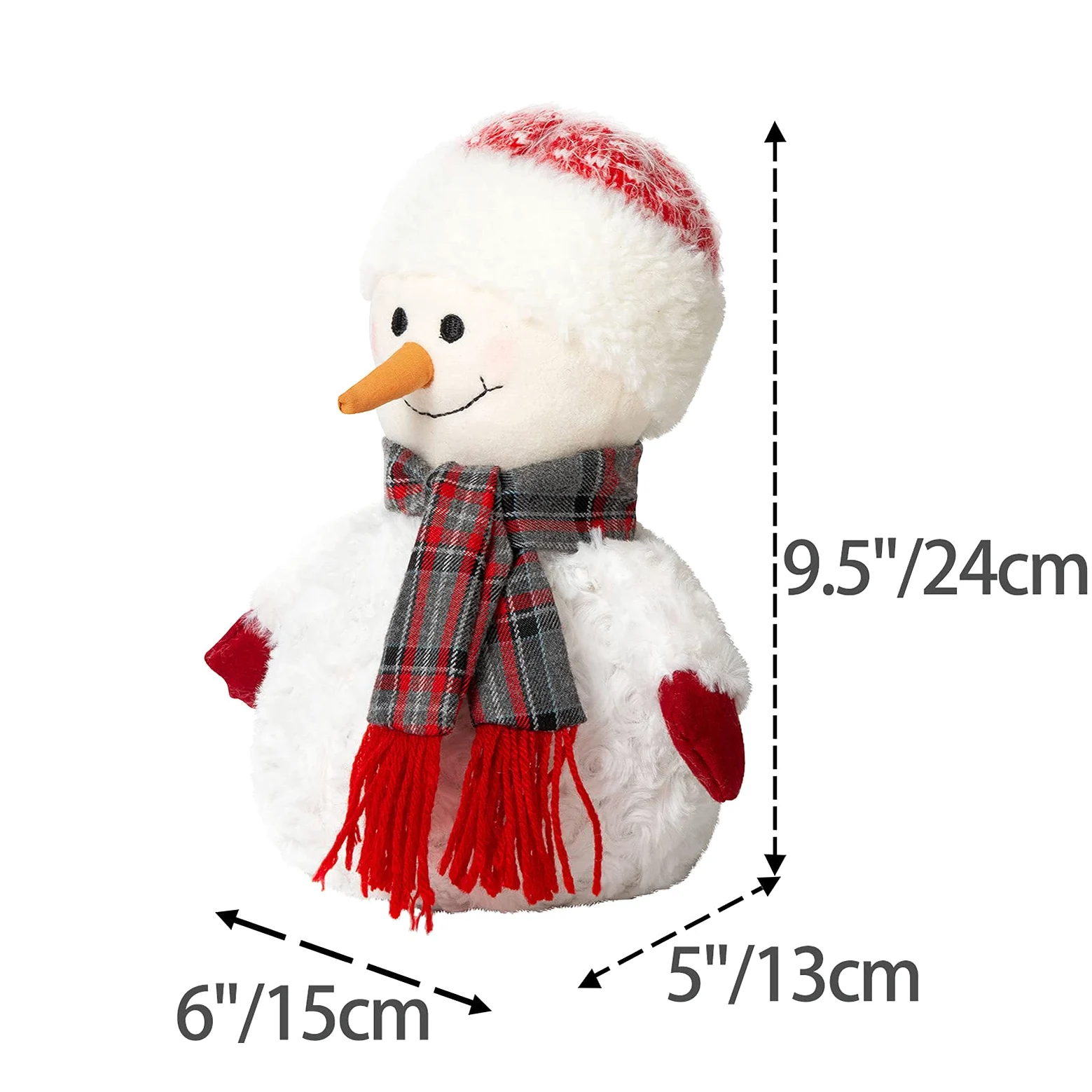 Marwood Simpatico fermaporta decorativo per casa e ufficio, natalizio in tessuto imbottito, fermaporta interno ponderato decorativo per pavimento, pupazzo di neve con cappello rosso