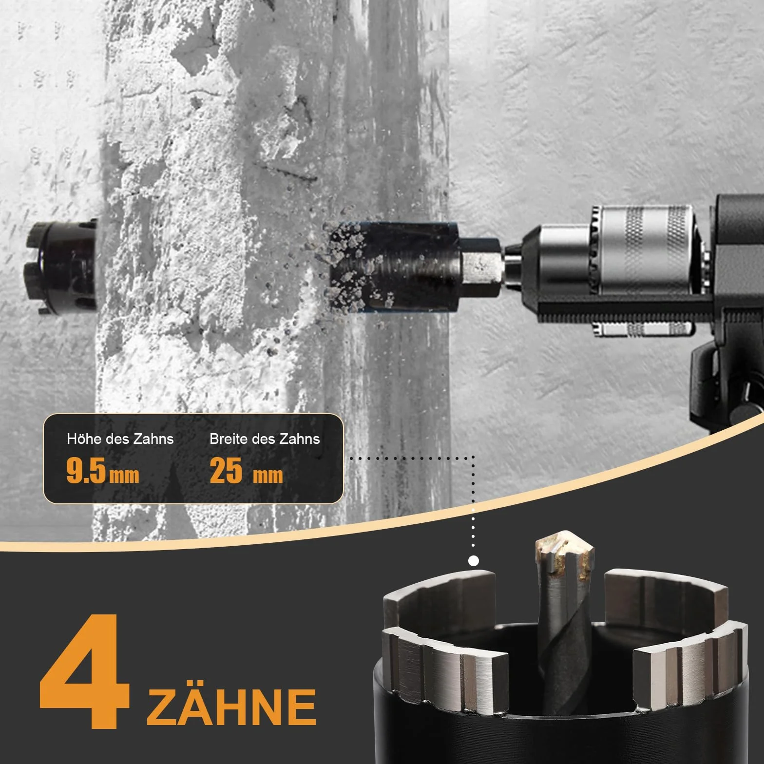 Corona da trapano 68 mm SDS Plus 220 mm SDS max 220 mm albero esagonale 110 mm punta di centraggio 10x240 mm per muratura