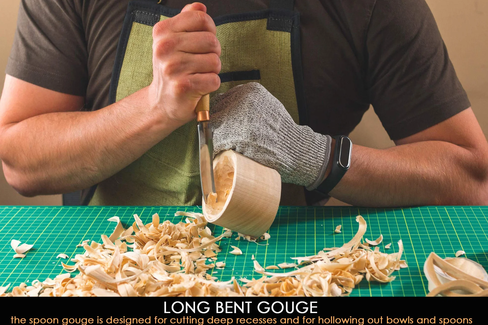 BeaverCraft Sgorbia per intaglio di cucchiai di legno Scalpello compatto K6L/15 Strumenti per intaglio del legno Intaglio della ciotola Lama in acciaio al carbonio Sgorbia radiale con manico in legno