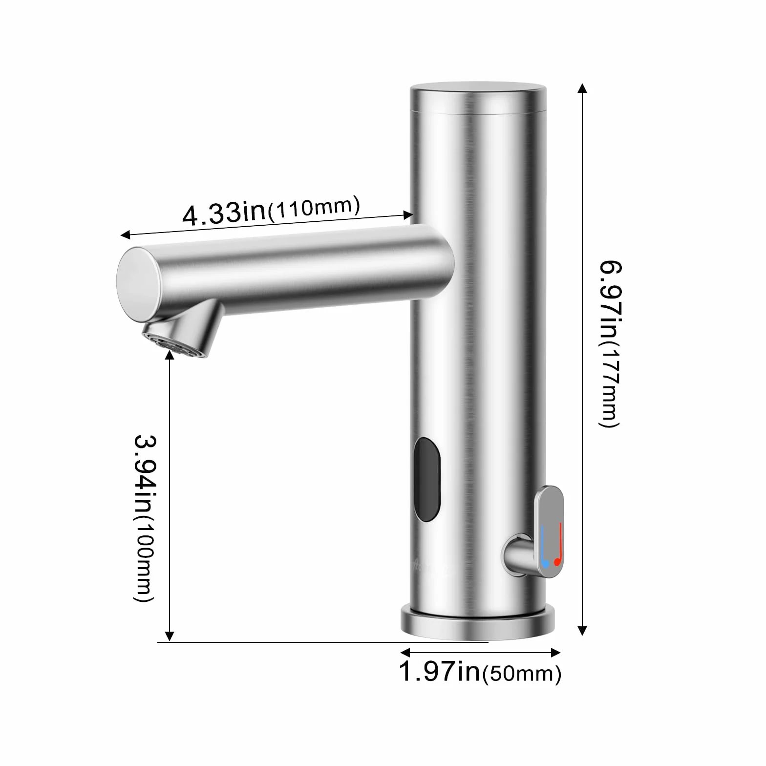 Achelous Rubinetto lavabo automatico Touchless in acciaio inossidabile con sensore a infrarossi e controllo temperatura