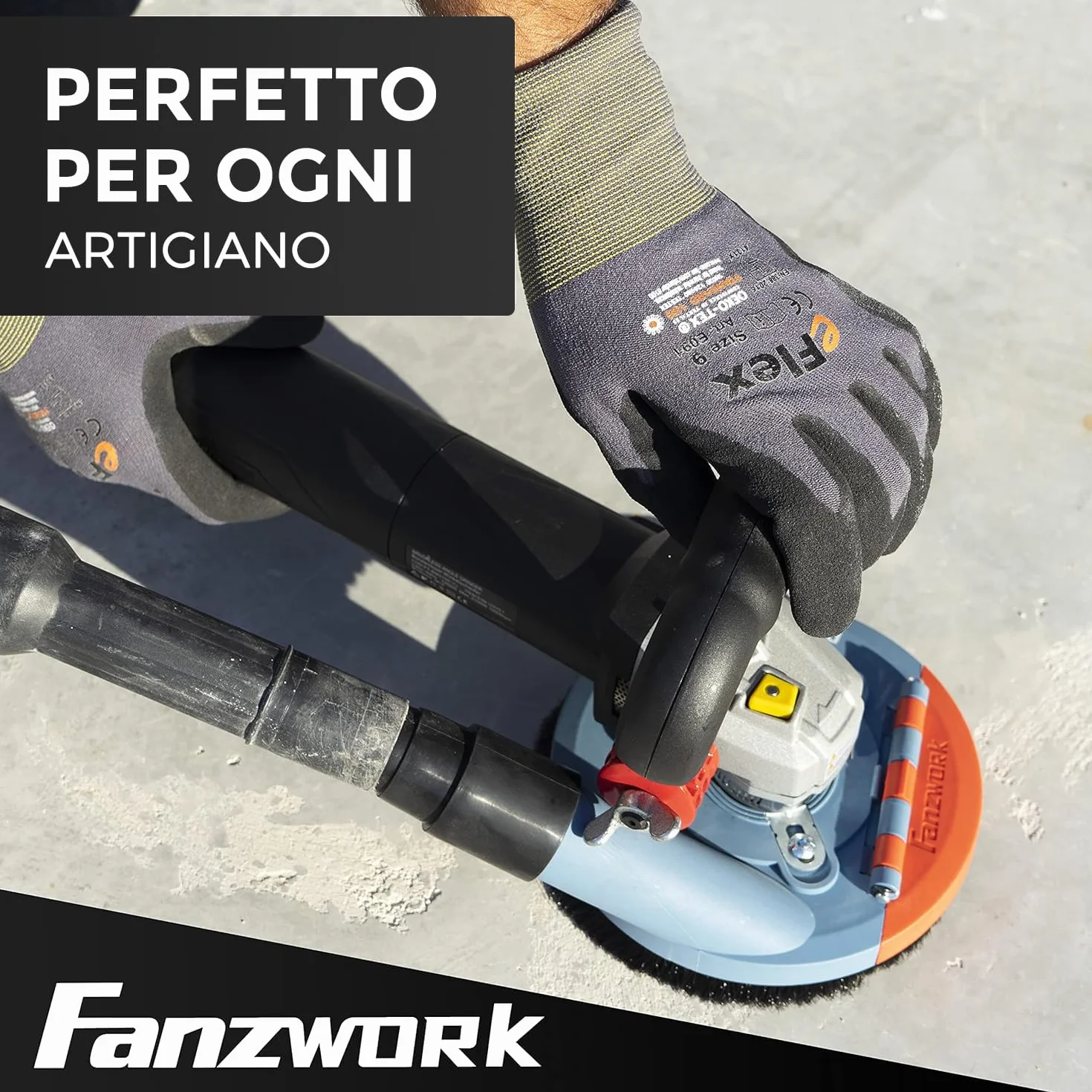 Cappa di aspirazione per smerigliatrice angolare 125 mm con 2 dischi diamantati professionali