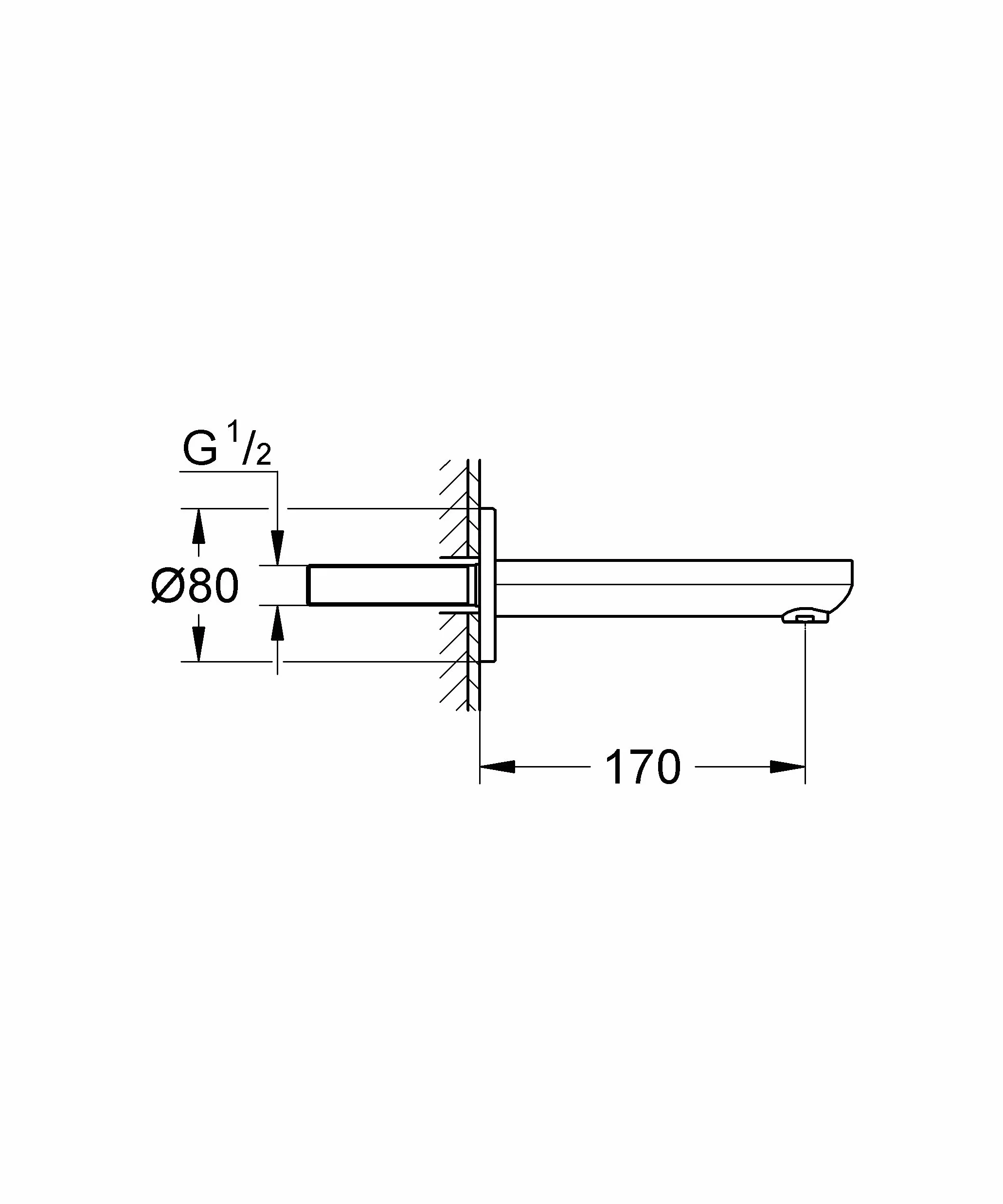 GROHE Eurosmart Cosmopolitan Bocca Vasca Installazione Parete, Cromo