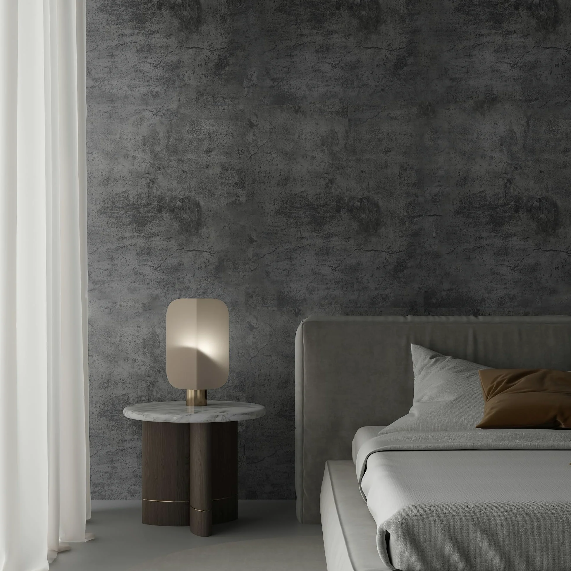 TOTIO Carta da Parati Autoadesiva Grigio Cemento, 80cmx10m, Texture Spessa Opaca, Pellicola per Mobili Impermeabile, Adesivo Muro Decorativo per Camera da Letto