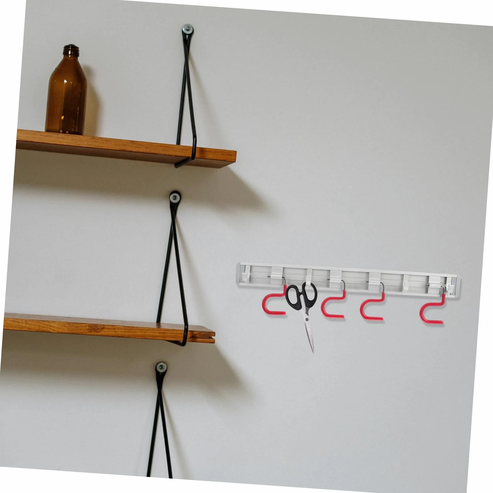 Cabilock Porta Scope in Lega di Alluminio Argento, Supporto Antiscivolo Salvaspazio 4 Ganci, per Garage e Casa