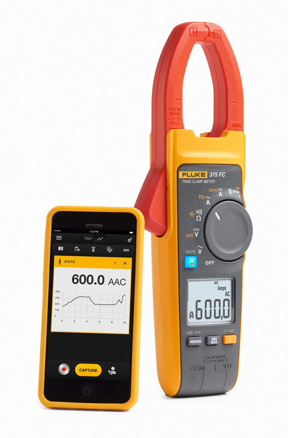 Fluke 375FC Multimetro a pinza 600A, 1000V AC/DC, TRMS, datalogger, frequenza, Fluke Connect