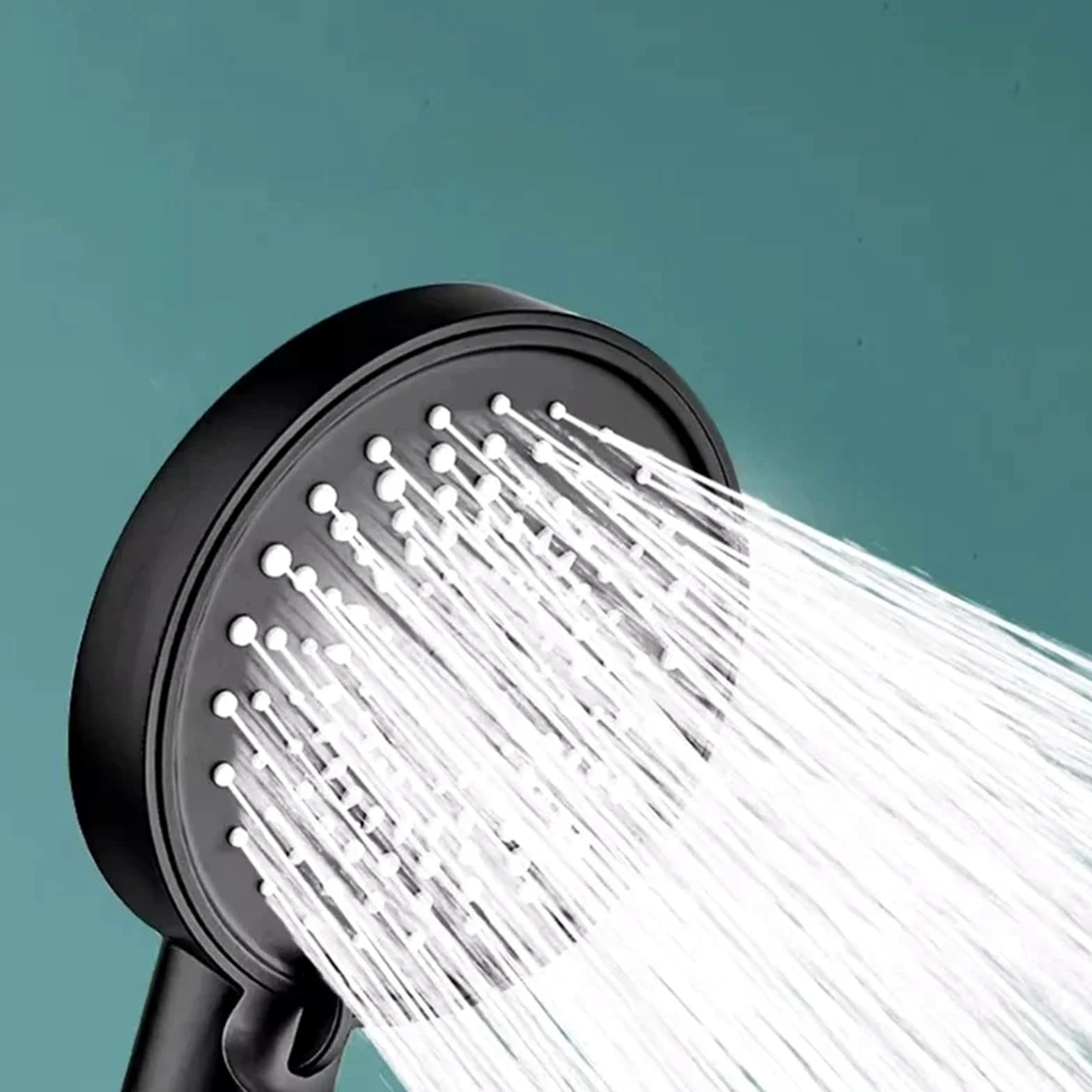 2 pezzi 6 modalità soffione bagno regolabile ad alta pressione rubinetto a pioggia a risparmio idrico for per Bagno(Black)