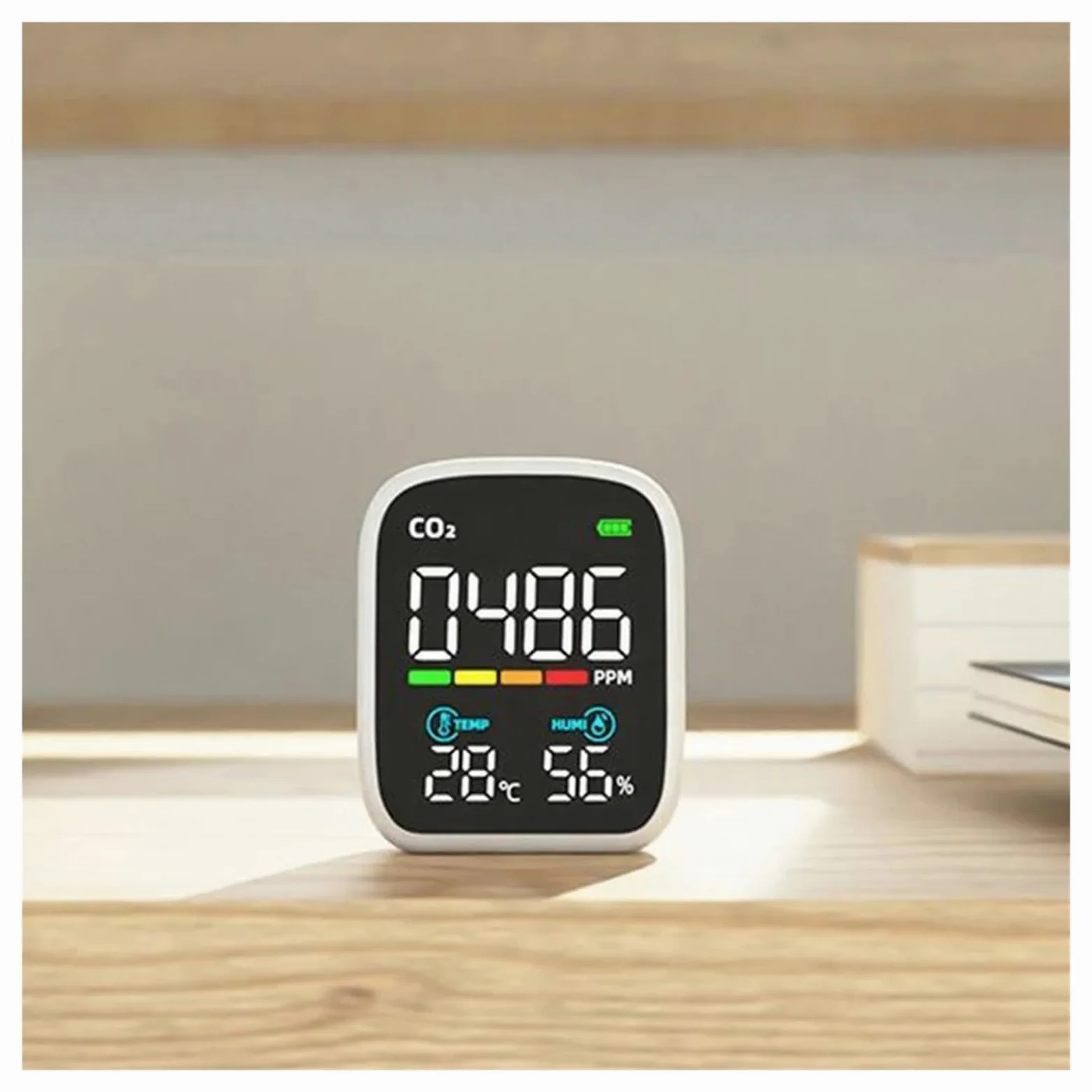 Misuratore Qualità dell'aria, Monitor CO2 Monitor anidride carbonica 400-5000PPM Sensore NDIR Monitor a qualità 'aria 70 * 84 * 35 mm per Casa Cucina Ufficio Auto(3 in 1)
