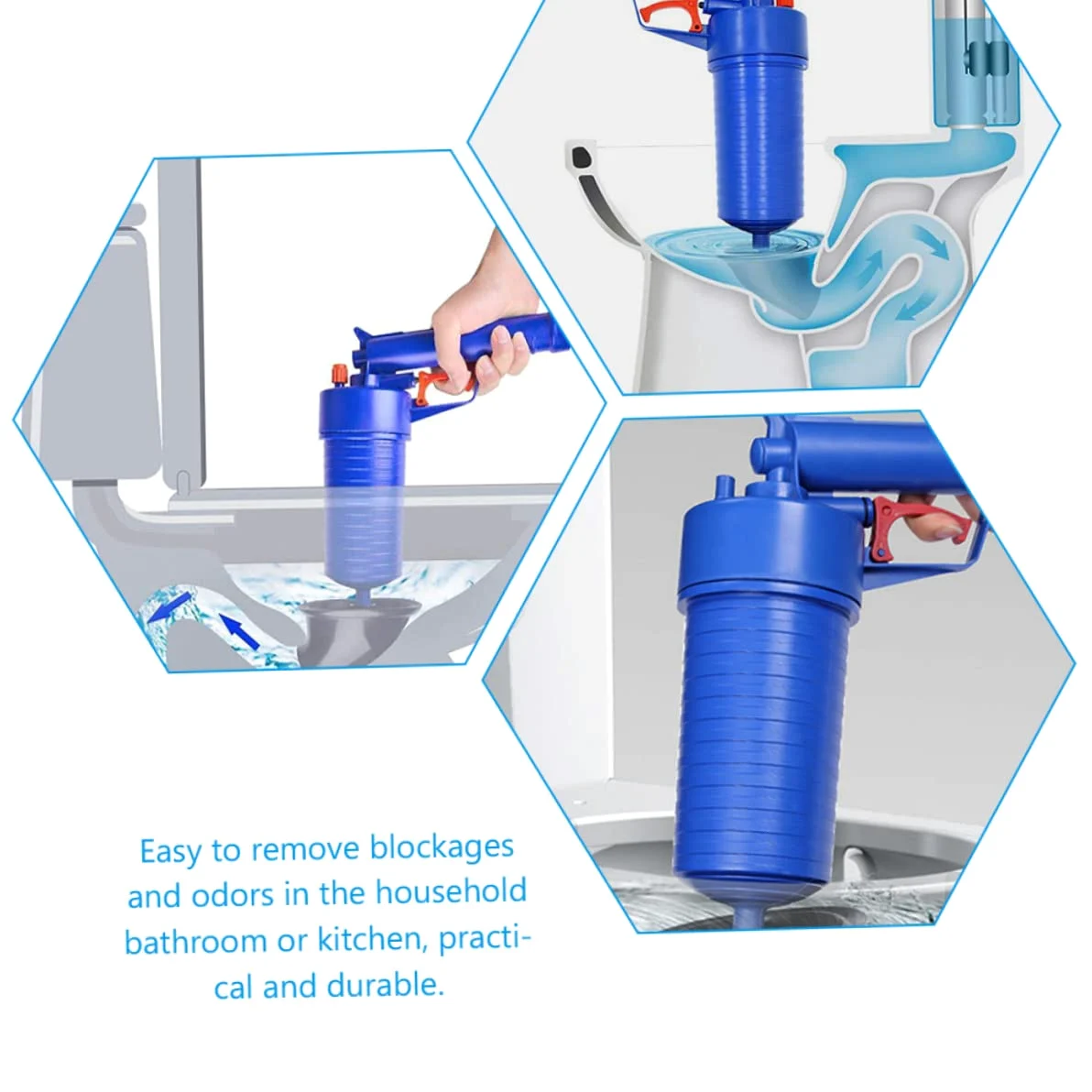 Alipis Stura Tubi per Bagno e Casa, Pompa ad Aria Potente in Abs Ventose di Varie Misure, Rimuove Ostruzioni da Wc e Scarichi | Abs, Rimuove Blocchi Flusso Potente, Accessori Ventose di Diverse Misure