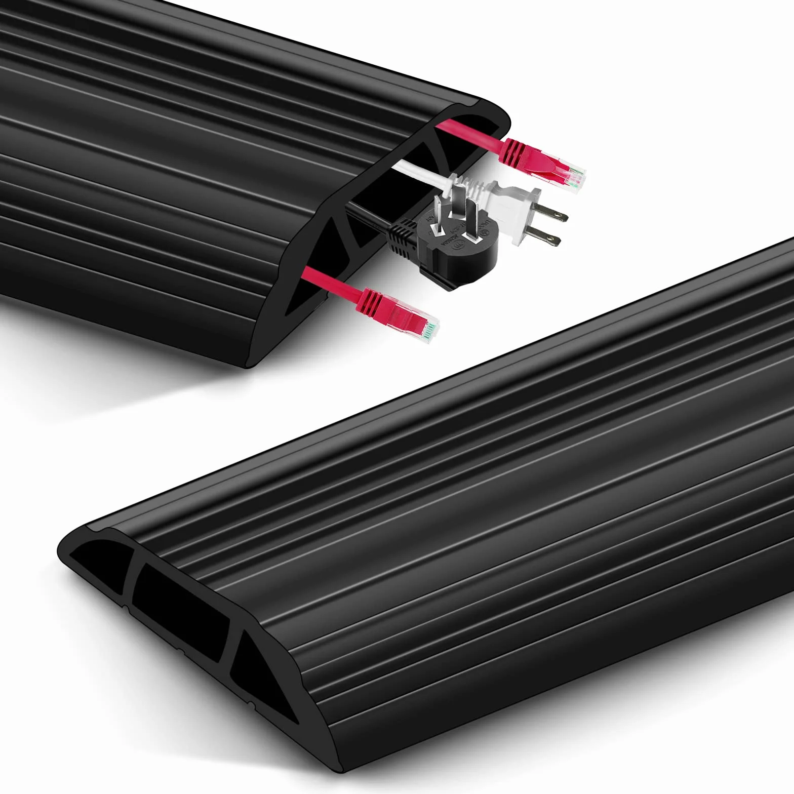 Canalina Pavimento 3 Canali PVC 4.5m Nero Protezione Cavi Antinciampo