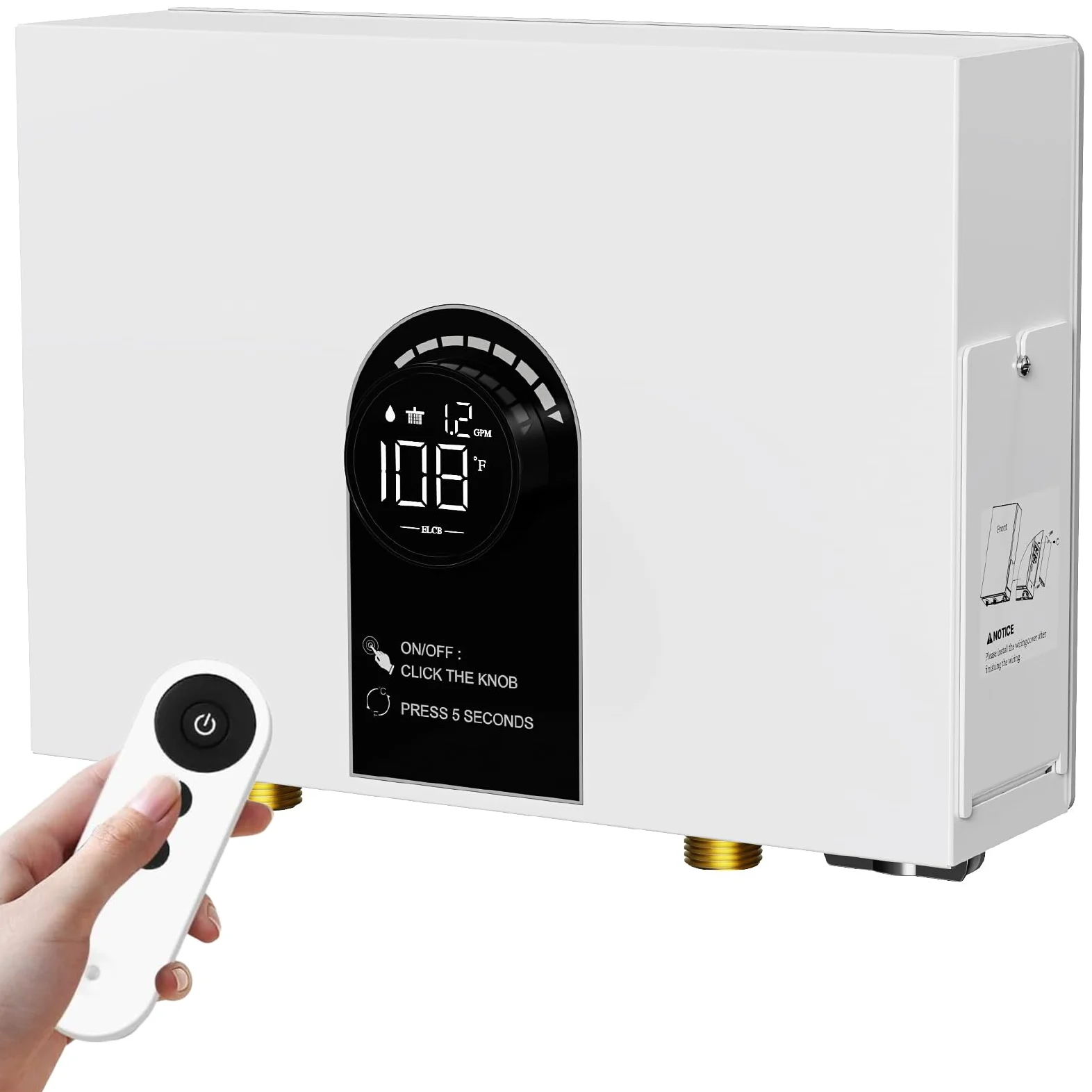 Scaldabagno senza serbatoio elettrico, scaldabagno istantaneo da 13 kW 240 V per punto di utilizzo e acqua senza fine con visualizzazione della temperatura, protezione da auto-modulazione e