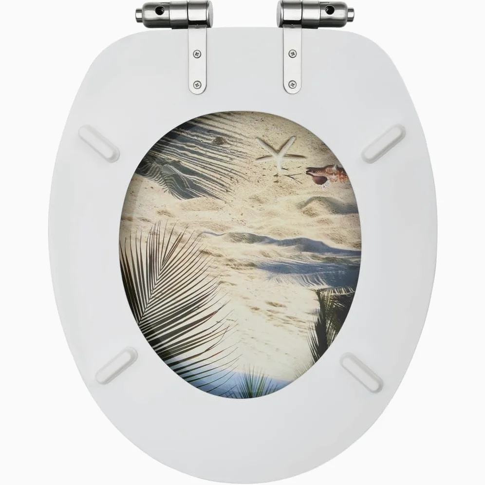 Set di 2 sedili anteriori WC con coperchio chiusura morbida MDF spiaggia 02_0002984