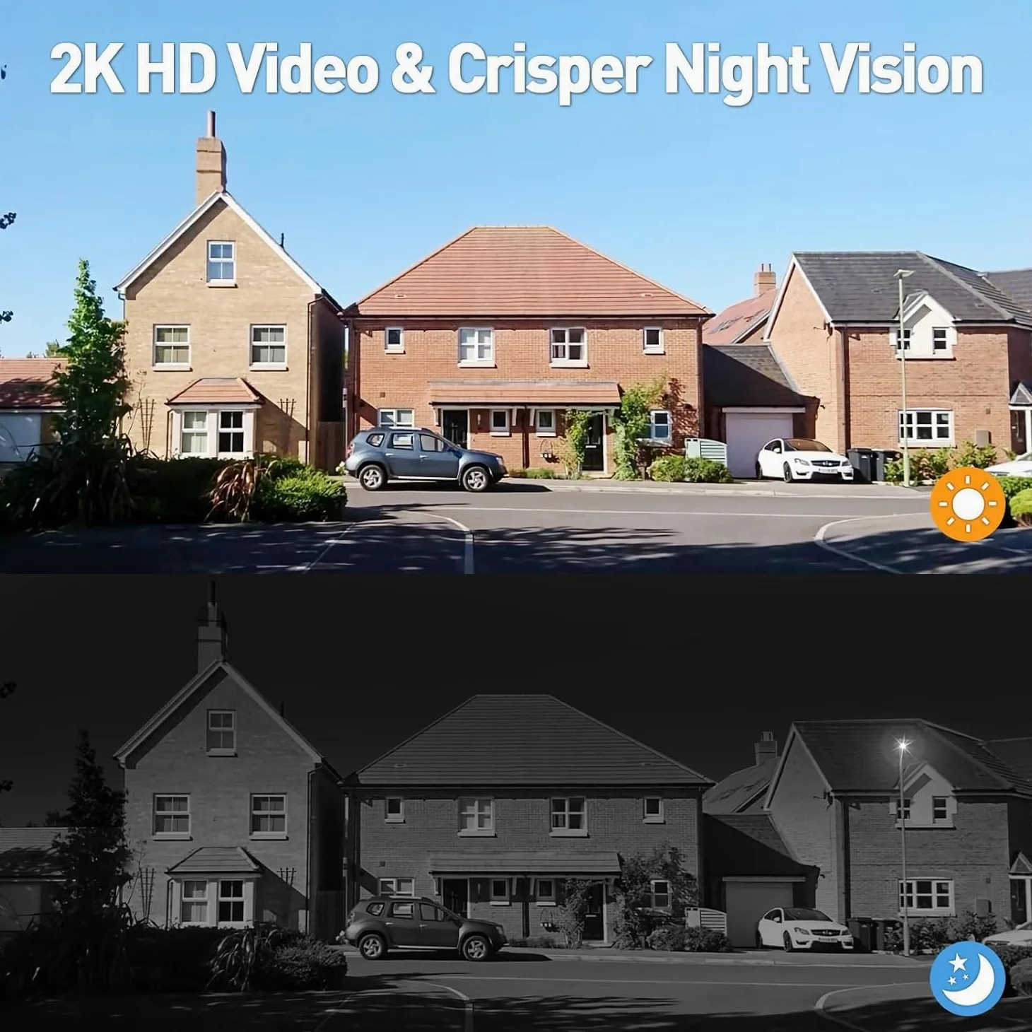 Videocitofono wireless senza abbonamento, videocamera di sicurezza HD 2K wireless locale/cloud con staffa multi-angolo, Wi-Fi 2,4 GHz, funziona con Alexa e Google Home