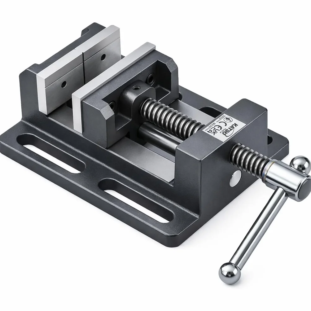 KATSU Morsa per Trapano a Colonna 4" (100mm) con Barra di Guida, Morsetto da Banco per Trapano a Colonna di Qualità Professionale per Officina e Fresatrici 4022704