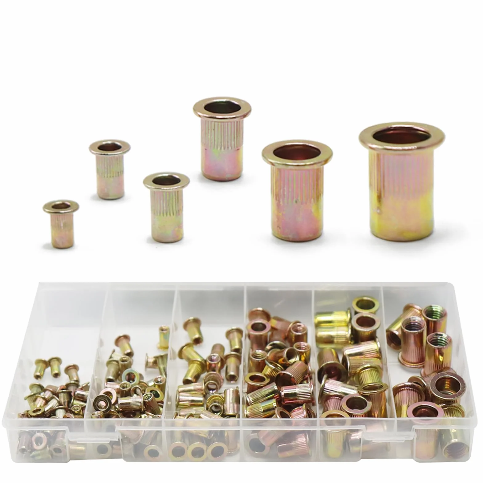 CCLIFE 150 Pezzi Dado filettato per rivetto acciaio carbonio M3 M4 M5 M6 M8 M10