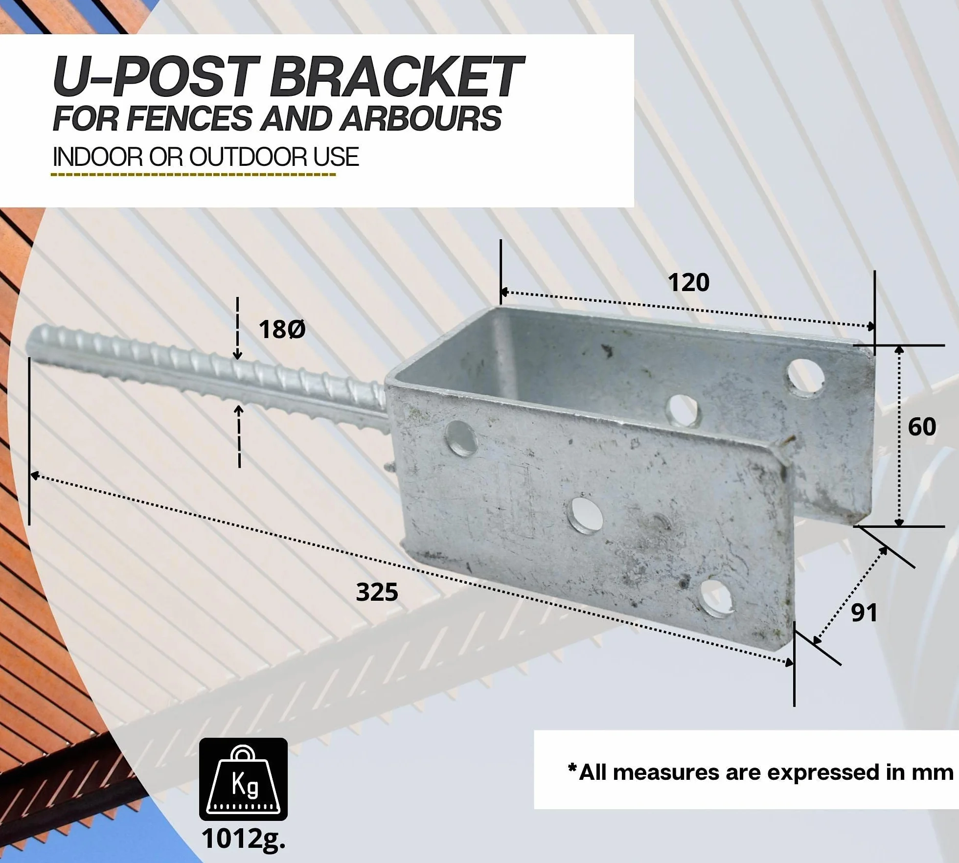 Supporto a U per Travi Acciaio Zincato 91x325x120x18 mm DOJA Barcelona