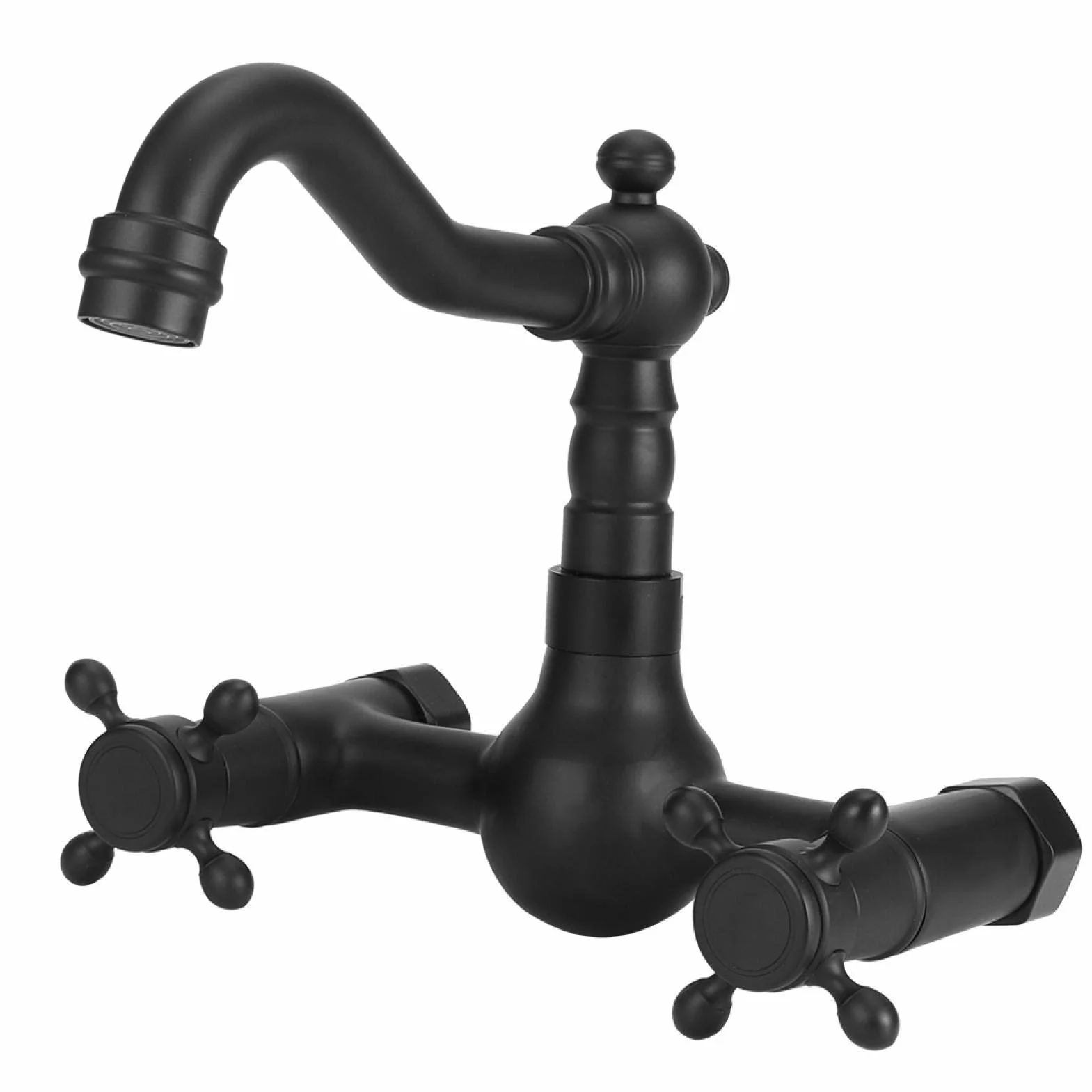 Rubinetto a Parete Rubinetto da Cucina In Rame Rubinetto per Vasca Rubinetto a Doppia Maniglia Miscelatore per Acqua Calda e Fredda Rubinetto Girevole a 360° per Cucina Bagno(2)