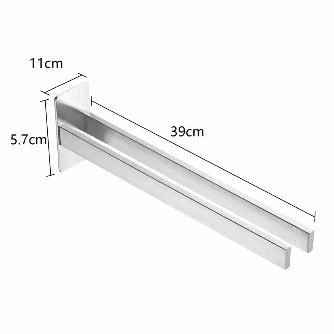 Portasciugamani da Bagno e Cucina in Acciaio Inox 304 Mensola da Parete Doppia senza Fori Portasciugamani Robusto da 39 CM per Bagno e Camera Installazione senza Danni