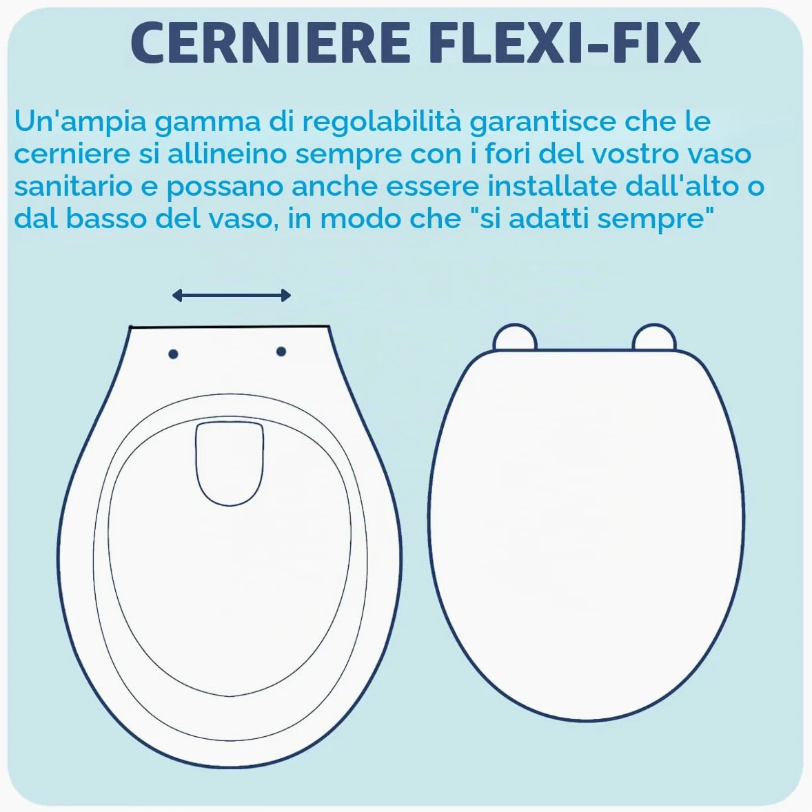 Croydex Levico Flexi-Fix - Sedile WC a forma di D, chiusura rallentata, pulsante di sgancio rapido per una facile pulizia, cerniere regolabili con fissaggi superiore e inferiore inclusi, superficie