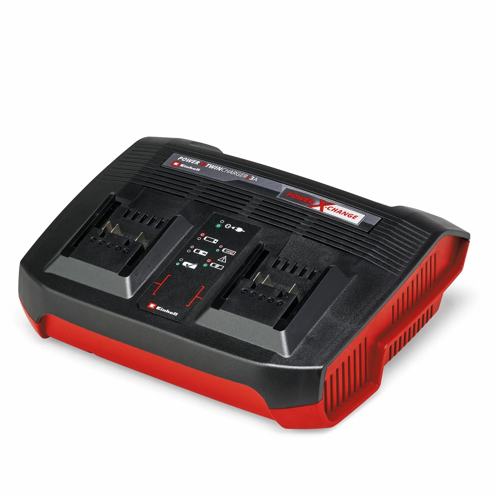 Originale Einhell Power X-Twincharger 3A Caricabatteria doppio Power X-Change (tensione 220-240 V, 50-60 Hz, corrente di carica 3A, senza batterie)
