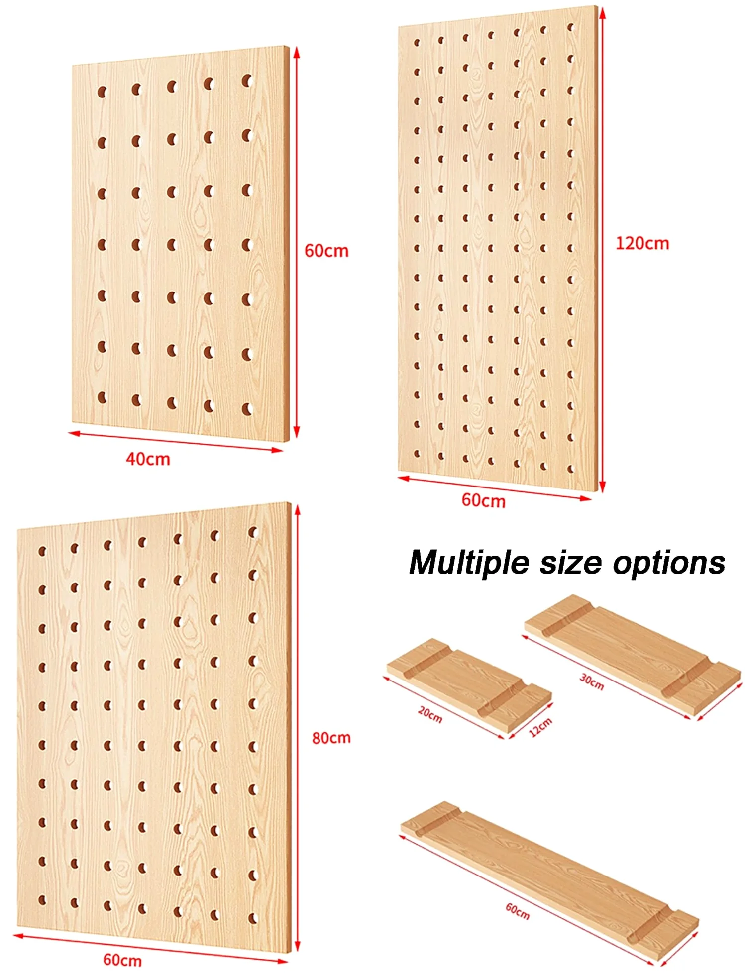 Pannello Forato espandibile in Legno | Kit di Pannelli portaoggetti Personalizzabili con Ganci e Accessori per Ufficio, Garage, Officina | Verde 40x60 cm (15,7x23,6 Pollici)